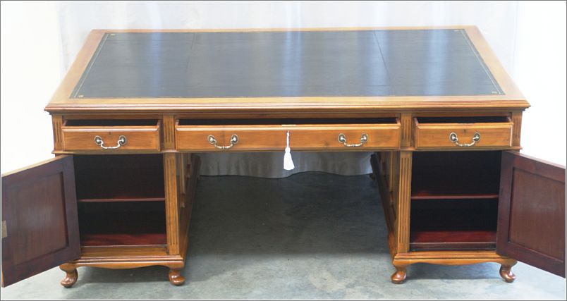 1019 Antique Large Mahogany Partners Desk - Rear (2)